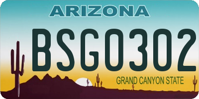 AZ license plate BSG0302