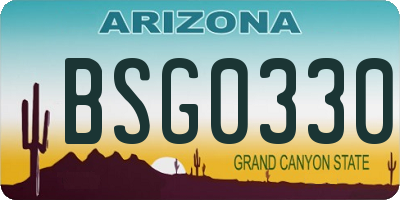 AZ license plate BSG0330