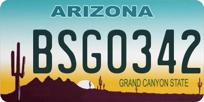 AZ license plate BSG0342