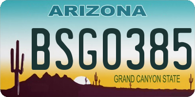AZ license plate BSG0385