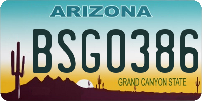 AZ license plate BSG0386