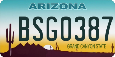 AZ license plate BSG0387