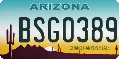 AZ license plate BSG0389