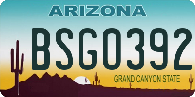 AZ license plate BSG0392