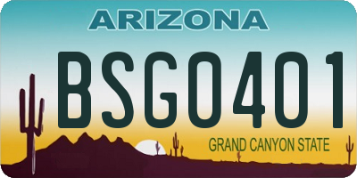 AZ license plate BSG0401