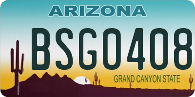AZ license plate BSG0408