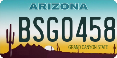 AZ license plate BSG0458
