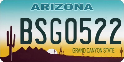 AZ license plate BSG0522