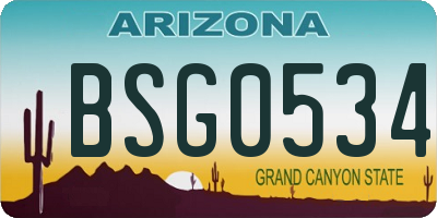 AZ license plate BSG0534