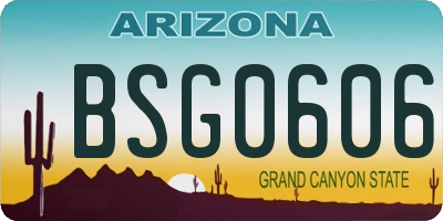 AZ license plate BSG0606