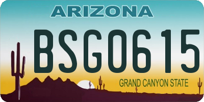 AZ license plate BSG0615