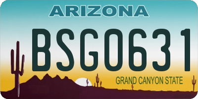 AZ license plate BSG0631