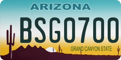AZ license plate BSG0700