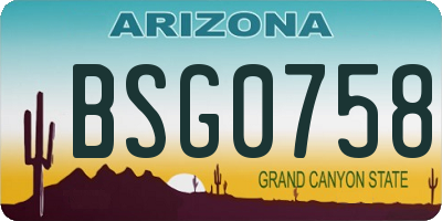 AZ license plate BSG0758