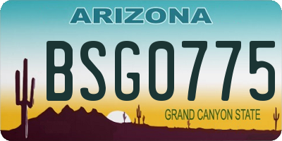 AZ license plate BSG0775