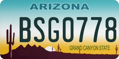 AZ license plate BSG0778