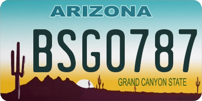 AZ license plate BSG0787