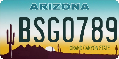 AZ license plate BSG0789