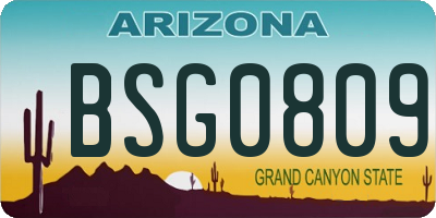 AZ license plate BSG0809