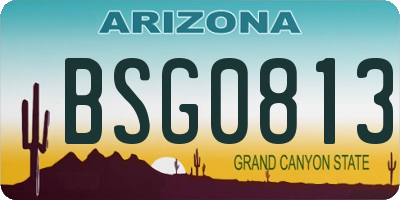 AZ license plate BSG0813