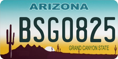 AZ license plate BSG0825