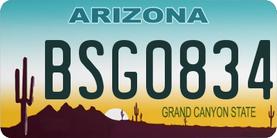 AZ license plate BSG0834