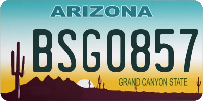 AZ license plate BSG0857