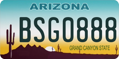 AZ license plate BSG0888
