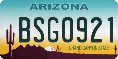 AZ license plate BSG0921