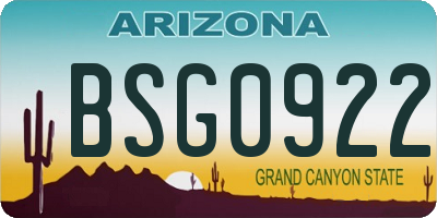 AZ license plate BSG0922