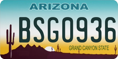 AZ license plate BSG0936
