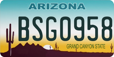 AZ license plate BSG0958