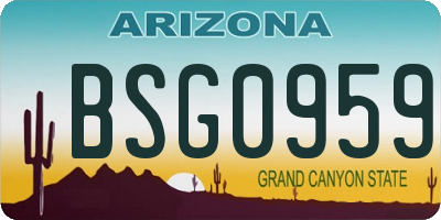 AZ license plate BSG0959