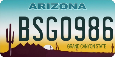 AZ license plate BSG0986