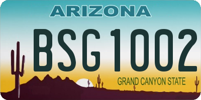 AZ license plate BSG1002
