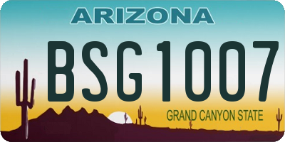 AZ license plate BSG1007