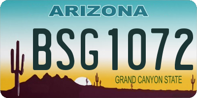 AZ license plate BSG1072
