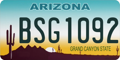 AZ license plate BSG1092