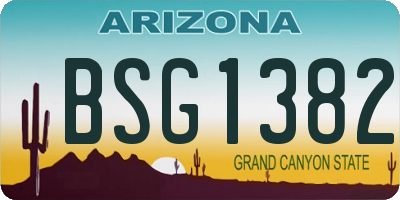 AZ license plate BSG1382