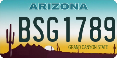 AZ license plate BSG1789