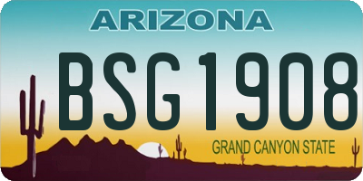 AZ license plate BSG1908