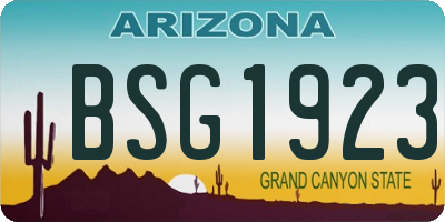 AZ license plate BSG1923