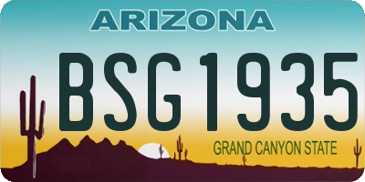 AZ license plate BSG1935