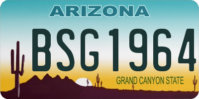 AZ license plate BSG1964