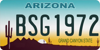 AZ license plate BSG1972