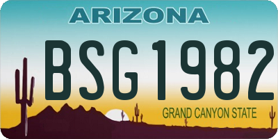 AZ license plate BSG1982