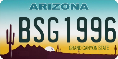 AZ license plate BSG1996