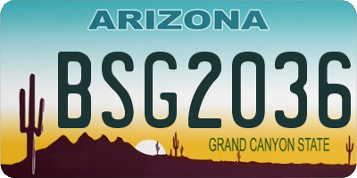 AZ license plate BSG2036