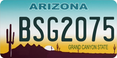 AZ license plate BSG2075