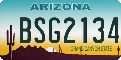AZ license plate BSG2134